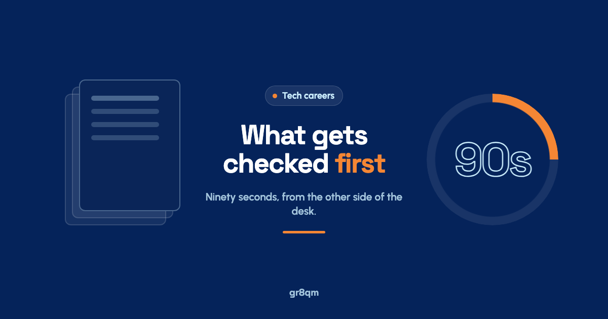 What hiring managers check first: a ninety second timer over a stack of job applications